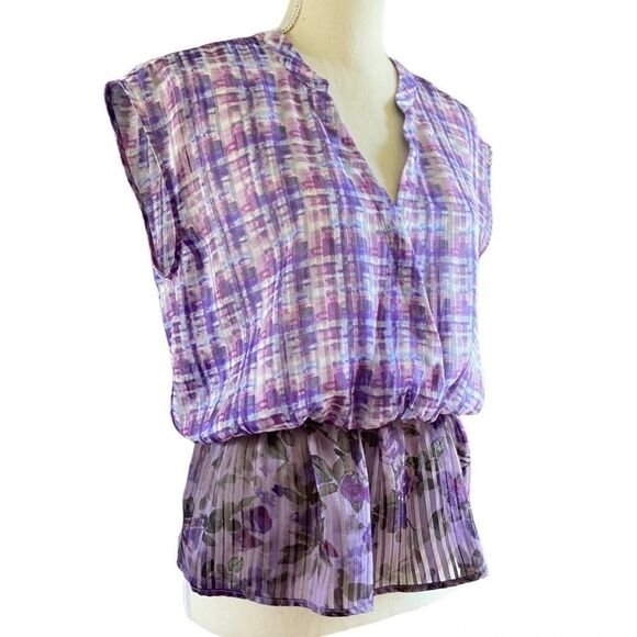 CAbi Tops - CAbi Eva Astor Purple Floral Peplum Blouse S